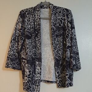 Allison Daley Navy and White Floral Cardigan